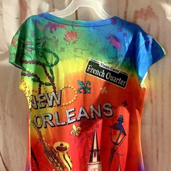 Maxi & Co Womens New Orleans French Quarter Sequin Shirt Size XS Multicolor Cap - Picture 6 of 10